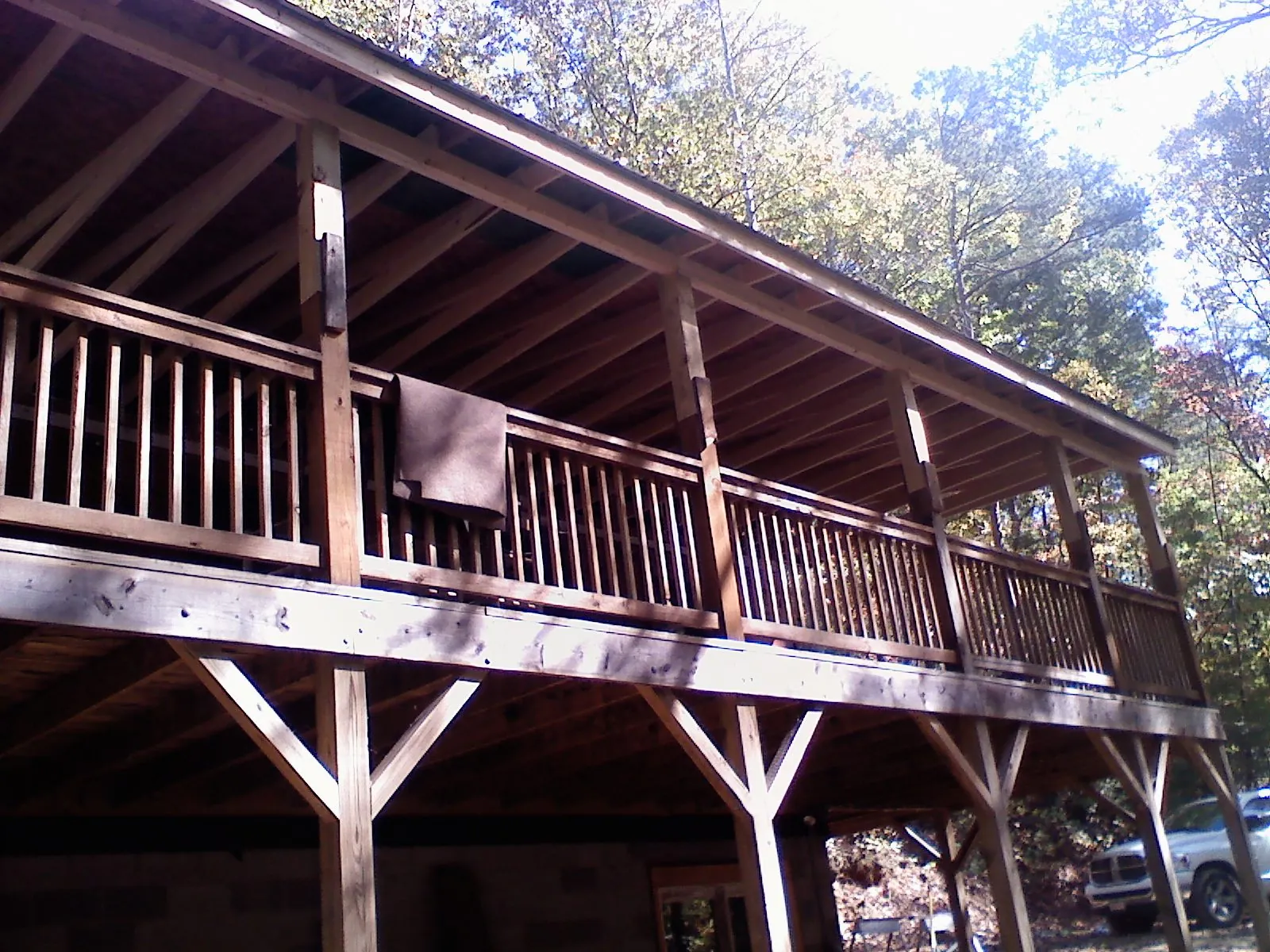 Timber framing under a new elevated porch and deck in Thonotosassa